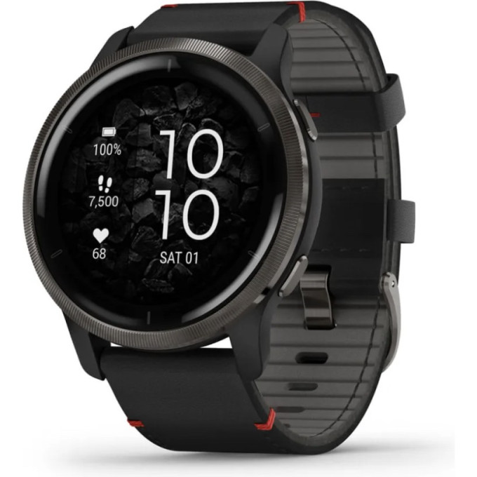 Смарт-часы GARMIN VENU 2, GPS, WI-FI, BLACK + SLATE, LEATHER, WW 010-02430-21